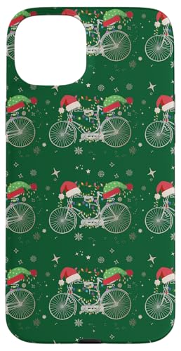 Hülle für iPhone 15 Plus Fahrrad Weihnachtsbeleuchtung Vintage Road Cycling Xmas von Bicycle Christmas Funny Retro Cyclist