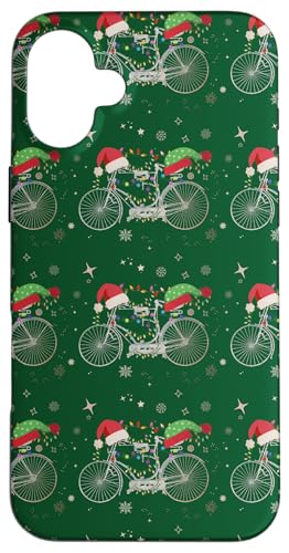 Hülle für iPhone 16 Plus Fahrrad Weihnachtsbeleuchtung Vintage Road Cycling Xmas von Bicycle Christmas Funny Retro Cyclist