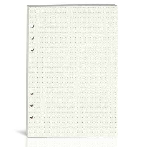 A5 Punktrasterpapier, 100 g/m², 6-fach gelocht, A5 gepunktetes Papier, Nachfüllpackung für Filofax-Planer/Ordner/Organizer, 80 Blatt (160 Seiten), 21,6 x 14 cm, Beige von Bidponds