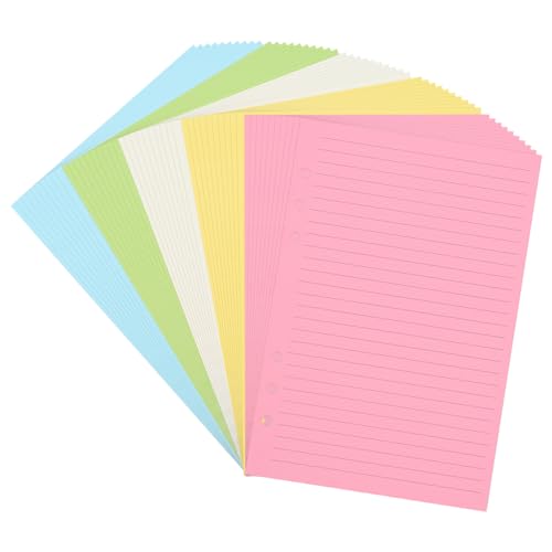 Filofax A5 farbiges Papier, liniert, A5, farbig liniert, Nachfüllpapier für 6-Ringbinder, 6-fach gelocht, 50 Blatt/100 Seiten, liniert (21 x 14,2 cm) (1) von Bidponds