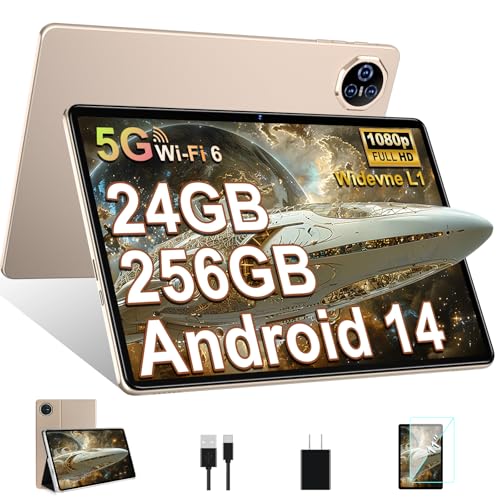 Biegedy Tablet 11 Zoll Android 14 Octa-Core, 2024 Newest Tablet PC 24 GB RAM + 256 GB ROM (TF 1TB) | WLAN 6丨8000mAh丨5+13MP丨Bluetooth5.0丨1280 * 800丨Tablet Gold von Biegedy