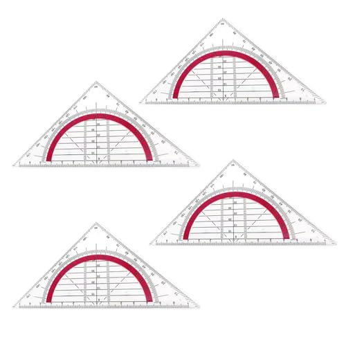 Bieiyhe 4 Stück Geometrie Dreieck Kleines Geodreieck Flexibel Transparent Geometriedreieck Kunststoff Geodreieck Grundschule Hartplastik Geodreieck für Schule Dreieck Lineal Set für Büro Studenten von Bieiyhe