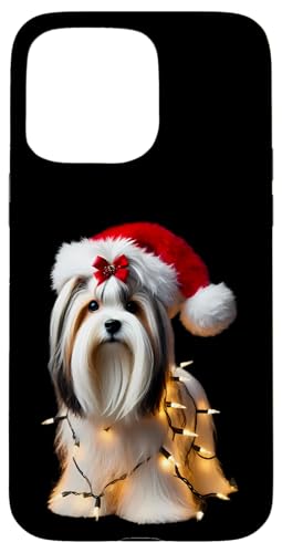 Hülle für iPhone 15 Pro Max Biewer Terrier Weihnachtsmannmütze Weihnachtsbeleuchtung Hundebesitzer Mama Papa von Biewer Terrier Christmas Products