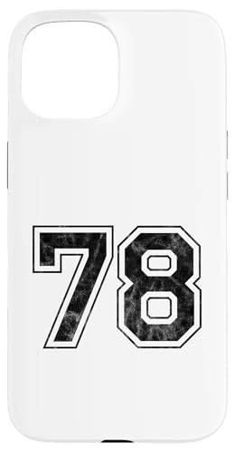 Hülle für iPhone 15 Nummer 78 auf der Rückseite von Big numbers, large varsity style number gifts