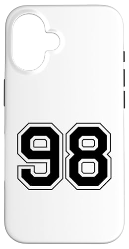 Hülle für iPhone 16 Nummer 98 von Big numbers, large varsity style number gifts