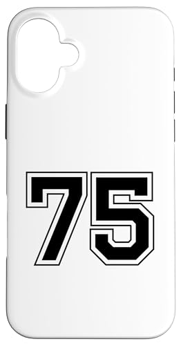 Hülle für iPhone 16 Plus Nummer 75 von Big numbers, large varsity style number gifts