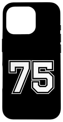 Hülle für iPhone 16 Pro Nummer 75 von Big numbers, large varsity style number gifts