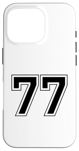 Hülle für iPhone 16 Pro Nummer 77 von Big numbers, large varsity style number gifts