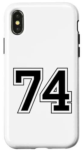 Hülle für iPhone X/XS Nummer 74 von Big numbers, large varsity style number gifts