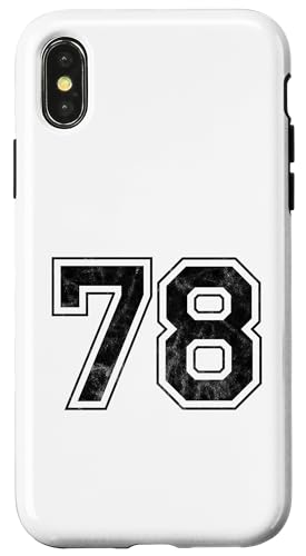 Hülle für iPhone X/XS Nummer 78 auf der Rückseite von Big numbers, large varsity style number gifts