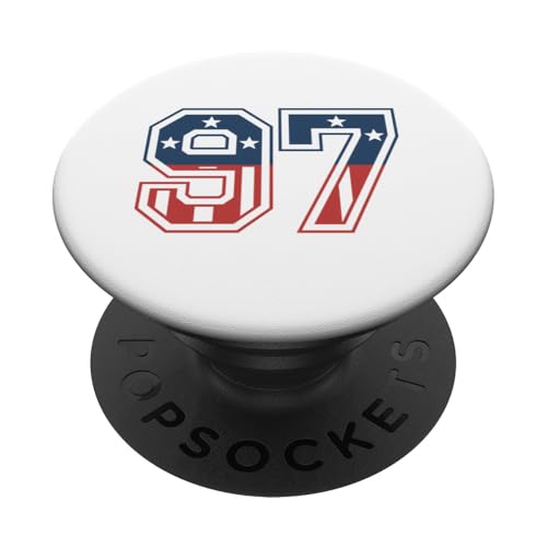 Nummer 97 USA PopSockets Klebender PopGrip von Big numbers, large varsity style number gifts