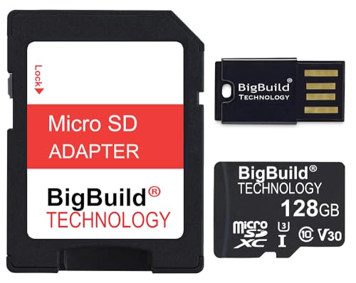 BigBuild Technology 128GB ultraschnelle microSDXC Speicherkarte mit 100MB/s für Sony Cybershot DSC RX0 Aktionskamera, Klasse 10 U3 V30 von BigBuild Technology