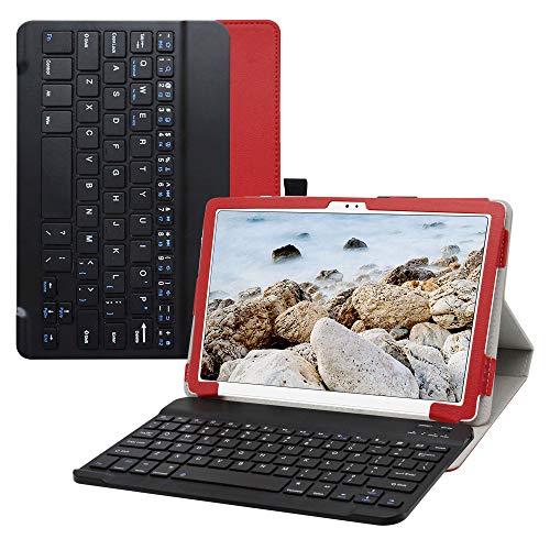 Bige Schutzhülle für Galaxy Tab A7 10.4 Tastatur, Tablet Hülle, PU-Lederhülle mit robuster Tastatur für Samsung Galaxy Tab A7 10.4 2020 (SM-T500/T505/T507) 10,4 Zoll Tablet, rot von Bige