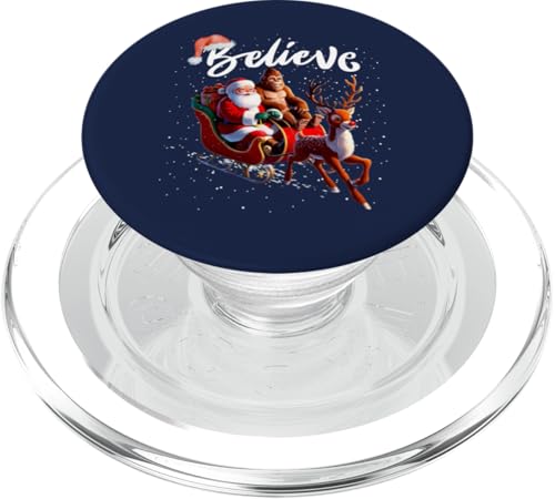 Bigfoot mit Weihnachtsmütze und Schlitten mit Weihnachtsbeleuchtung PopSockets PopGrip für MagSafe von Bigfoot Christmas Santa Hat Sleigh Lights