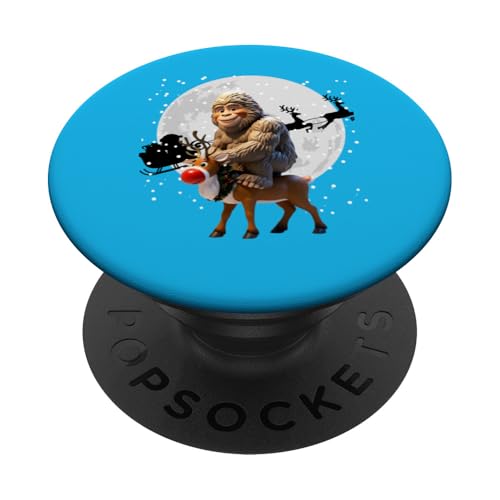 Bigfoot Cowboy Weihnachtsbeleuchtung Lustiger Urlaub PopSockets Klebender PopGrip von Bigfoot Festive Rodeo Christmas Lights Forest