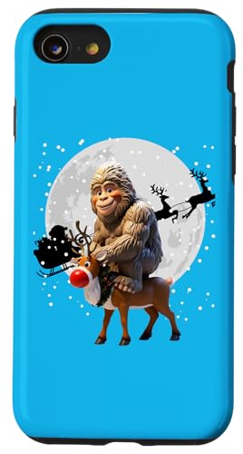 Hülle für iPhone SE (2020) / 7 / 8 Bigfoot Cowboy Weihnachtsbeleuchtung Lustiger Urlaub von Bigfoot Festive Rodeo Christmas Lights Forest