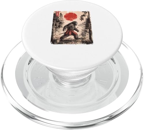 Bigfoot Japanisches Samurai-Vintage-Design, lustig, Ukiyo-e Art PopSockets PopGrip für MagSafe von Bigfoot Sasquatch Japanese Samurai Anime