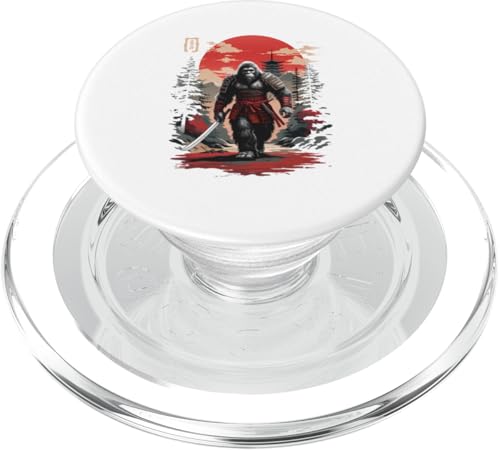 Samurai Bigfoot Japanisches Vintage-Design lustige Ukiyo-e Art PopSockets PopGrip für MagSafe von Bigfoot Sasquatch Japanese Samurai Anime