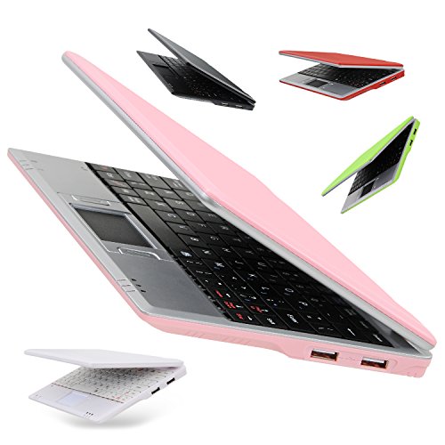 Bigmachine 7 Zoll tragbarer Mini-Computer Laptop PC Netbook für Kinder Android 12 Quad Core 32 GB WiFi Eingebaute Kamera Netflix YouTube Flash Player (Rosa) von Bigmachine