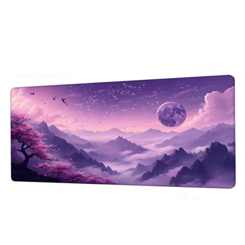 Gaming Mauspad XXL 1000x400x3mm,Mauspad Lila Schreibtischunterlage,Wasserdicht Mousepad Landschaft Mouse pad mit rutschfeste Gummibasis,Verbessert Präzision und Geschwindigkeit,Gaming Zubehör BJ-96 von Binaoung