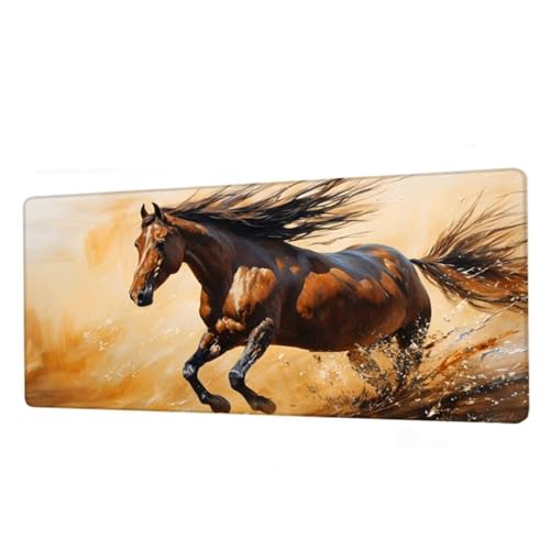 Gaming Mauspad XXL 1000x500x3mm, Mauspad Braun Schreibtischunterlage, Wasserdicht Mousepad Pferd Mouse pad mit rutschfeste Gummibasis, Verbessert Präzision und Geschwindigkeit, Gaming Zubehör BJ-62 von Binaoung