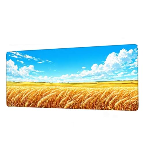 Gaming Mauspad XXL 1000x500x3mm,Mauspad Landschaft Schreibtischunterlage,Wasserdicht Mousepad Weizenfeld Mouse pad mit rutschfeste Gummibasis,Verbessert Präzision und Geschwindigkeit,Geschenke BJ-328 von Binaoung