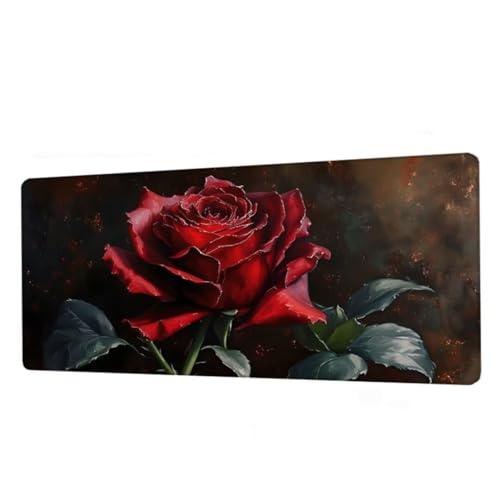 Gaming Mauspad XXL 1000x600mm,Mauspad Rot Schreibtischunterlage,Wasserdicht Mousepad Rose Mouse pad mit rutschfeste Gummibasis,Verbessert Präzision und Geschwindigkeit,Gaming Zubehör,Geschenke BJ-266 von Binaoung