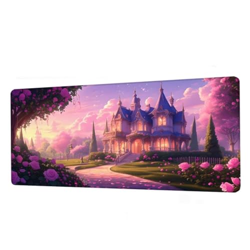 Gaming Mauspad XXL 1000x600x3mm, Mauspad Schloss Schreibtischunterlage, Wasserdicht Mousepad Rose Mouse pad mit rutschfeste Gummibasis, Verbessert Präzision und Geschwindigkeit, Gaming Zubehör BJ-752 von Binaoung