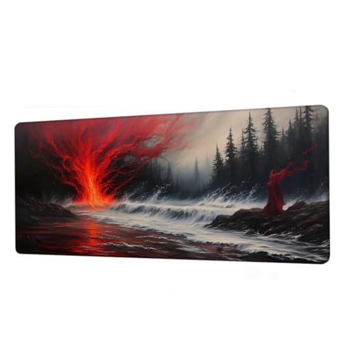 Gaming Mauspad XXL 500x250mm,Mauspad Rot Schreibtischunterlage,Wasserdicht Mousepad Fallen Mouse pad mit rutschfeste Gummibasis,Verbessert Präzision und Geschwindigkeit,Gaming Zubehör,Geschenke BJ-20 von Binaoung