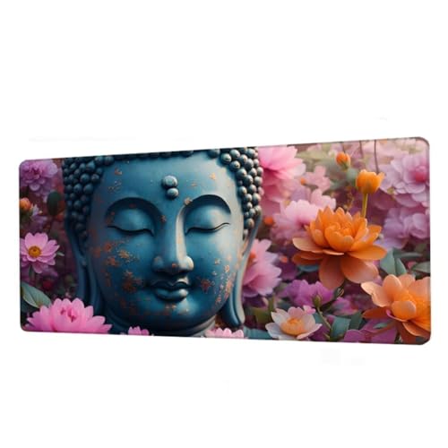 Gaming Mauspad XXL 800x400x3mm,Mauspad Zen Schreibtischunterlage,Wasserdicht Mousepad Blume Mouse pad mit Rutschfeste Gummibasis,Verbessert Präzision und Geschwindigkeit,Gaming Zubehör,Geschenke BJ-26 von Binaoung