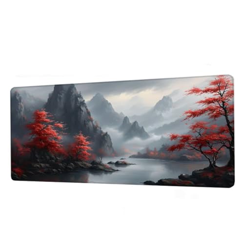 Gaming Mauspad XXL 900x400mm,Mauspad Grau Schreibtischunterlage,Wasserdicht Mousepad Berg Mouse pad mit rutschfeste Gummibasis,Verbessert Präzision und Geschwindigkeit,Gaming Zubehör,Geschenke BJ-104 von Binaoung