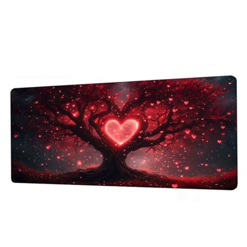 Gaming Mauspad XXL 900x500mm,Mauspad Baum Schreibtischunterlage,Wasserdicht Mousepad Herz Mouse pad mit rutschfeste Gummibasis,Verbessert Präzision und Geschwindigkeit,Gaming Zubehör,Geschenke BJ-888 von Binaoung