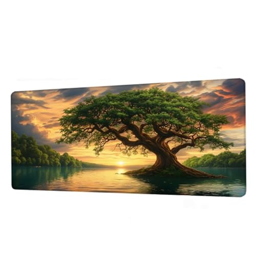 Gaming Mauspad XXL 900x500x3mm,Mauspad See Schreibtischunterlage,Wasserdicht Mousepad Baum Mouse pad mit Rutschfeste Gummibasis,Verbessert Präzision und Geschwindigkeit,Gaming Zubehör,Geschenke BJ-730 von Binaoung