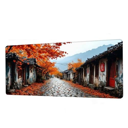 Mauspad Ahornblatt Mousepad XXL 1000x500x3mm, Schreibtischunterlage Landscape Gaming Mauspad, Mouse Pad Wasserdicht, Desk Mat mit Rutschfeste Gummibasis, Mauspads mit Genähten Kanten, Geschenke BJ-805 von Binaoung