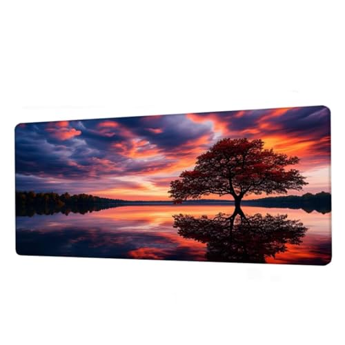 Mauspad Baum Mousepad XXL 1600x800x3mm, Schreibtischunterlage Sky Gaming Mauspad, Mouse Pad Wasserdicht, Desk Mat mit rutschfeste Gummibasis, Mauspads mit Genähten Kanten, Geschenke für Frauen BJ-53 von Binaoung