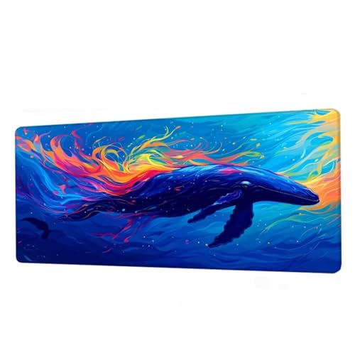 Mauspad Blau Mousepad XXL 900x500x3mm, Schreibtischunterlage Shark Gaming Mauspad, Mouse Pad Wasserdicht, Desk Mat mit Rutschfeste Gummibasis, Mauspads mit Genähten Kanten, Geschenke für Frauen BJ-105 von Binaoung