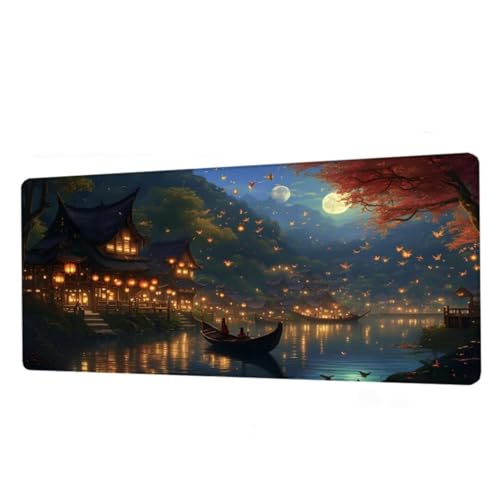 Mauspad Boot Mousepad XXL 1600x800x3mm, Schreibtischunterlage Moon Gaming Mauspad, Mouse Pad Wasserdicht, Desk Mat mit rutschfeste Gummibasis, Mauspads mit Genähten Kanten, Geschenke für Frauen BJ-65 von Binaoung