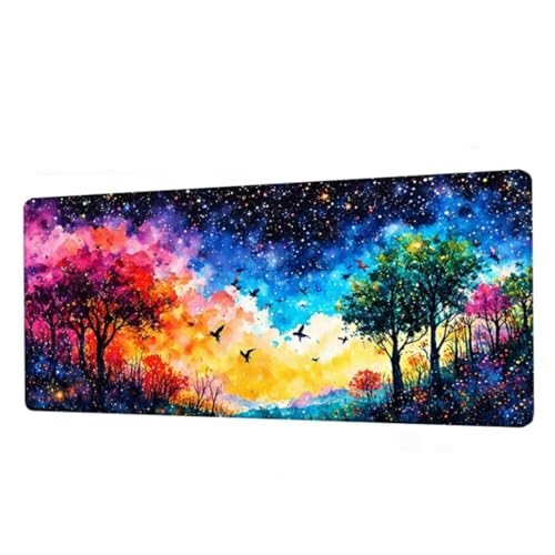 Mauspad Bunt Mousepad XXL 1600x800x3mm,Schreibtischunterlage Starry Sky Gaming Mauspad,Mouse Pad Wasserdicht,Desk Mat mit Rutschfeste Gummibasis,Mauspads mit Genähten Kanten,Geschenke für Frauen BJ-61 von Binaoung