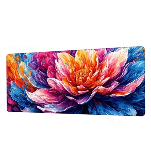 Mauspad Bunt Mousepad XXL 600x300x3mm, Schreibtischunterlage Flowers Gaming Mauspad, Mouse Pad Wasserdicht, Desk Mat mit Rutschfeste Gummibasis, Mauspads mit Genähten Kanten, Geschenke für Frauen BJ-1 von Binaoung