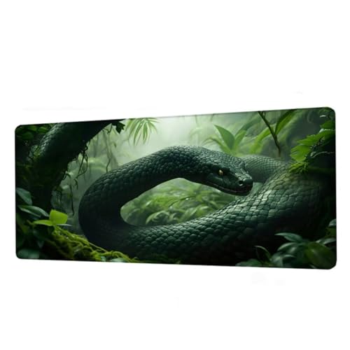 Mauspad Grün Mousepad XXL 1600x800x3mm, Schreibtischunterlage Snake Gaming Mauspad, Mouse Pad Wasserdicht, Desk Mat mit Rutschfeste Gummibasis, Mauspads mit Genähten Kanten, Geschenke für Frauen BJ-51 von Binaoung