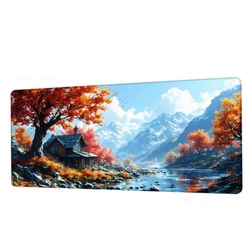 Mauspad Herbst Mousepad XXL 1000x500x3mm,Schreibtischunterlage Maple Leaf Gaming Mauspad,Mouse Pad Wasserdicht,Desk Mat mit rutschfeste Gummibasis,Mauspads mit Genähten Kanten,Frauen Geschenke BJ-19 von Binaoung