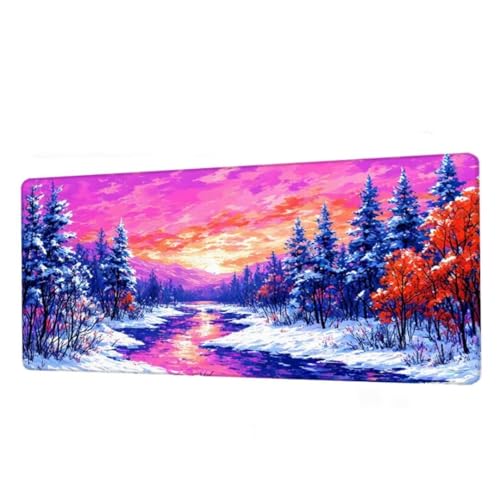 Mauspad Lila Mousepad XXL 1600x800x3mm, Schreibtischunterlage Sky Gaming Mauspad, Mouse Pad Wasserdicht, Desk Mat mit rutschfeste Gummibasis, Mauspads mit Genähten Kanten, Geschenke für Frauen BJ-875 von Binaoung