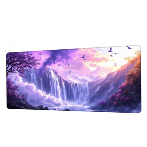 Mauspad Lila Mousepad XXL 800x400x3mm,Schreibtischunterlage Landscape Gaming Mauspad,Mouse Pad Wasserdicht,Desk Mat mit rutschfeste Gummibasis,Mauspads mit Genähten Kanten,Geschenke für Frauen BJ-465 von Binaoung