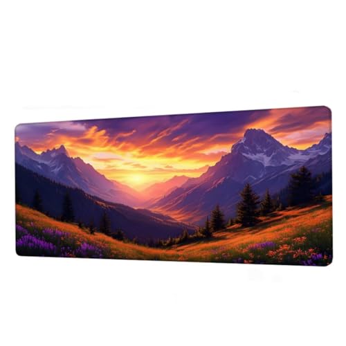 Mauspad Orange Mousepad XXL 800x400x3mm,Schreibtischunterlage Sunrise Gaming Mauspad,Mouse Pad Wasserdicht,Desk Mat mit rutschfeste Gummibasis,Mauspads mit Genähten Kanten,Geschenke für Frauen BJ-17 von Binaoung