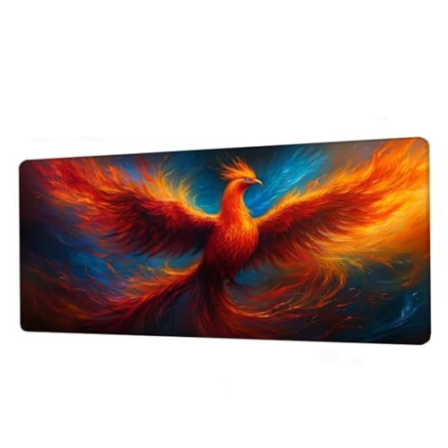 Mauspad Phönix Mousepad XXL 1600x800x3mm,Schreibtischunterlage Bird Gaming Mauspad,Mouse Pad Wasserdicht,Desk Mat mit rutschfeste Gummibasis,Mauspads mit Genähten Kanten,Geschenke für Frauen BJ-817 von Binaoung