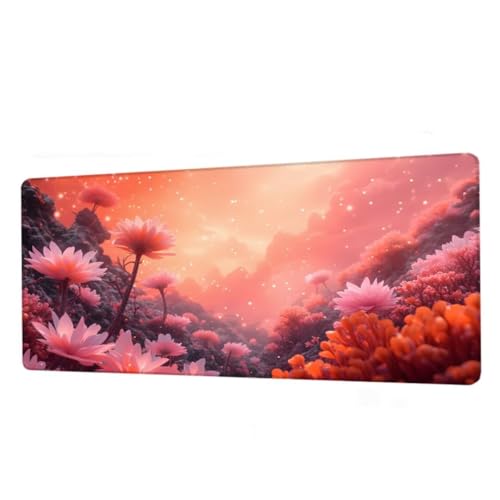 Mauspad Rosa Mousepad XXL 500x250x3mm,Schreibtischunterlage Starry Sky Gaming Mauspad,Mouse Pad Wasserdicht,Desk Mat mit rutschfeste Gummibasis,Mauspads mit Genähten Kanten,Geschenke für Frauen BJ-9 von Binaoung