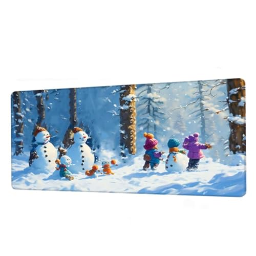 Mauspad Schneemann Mousepad XXL 800x300x3mm,Schreibtischunterlage Landscape Gaming Mauspad,Mouse Pad Wasserdicht,Desk Mat mit Rutschfeste Gummibasis,Mauspads mit Genähten Kanten,Frauen Geschenke BJ-27 von Binaoung