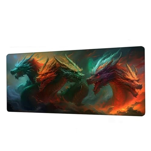 Mauspad Tier Mousepad XXL 800x400x3mm,Schreibtischunterlage Dragon Gaming Mauspad,Mouse Pad Wasserdicht,Desk Mat mit rutschfeste Gummibasis,Mauspads mit Genähten Kanten,Geschenke für Frauen BJ-801 von Binaoung