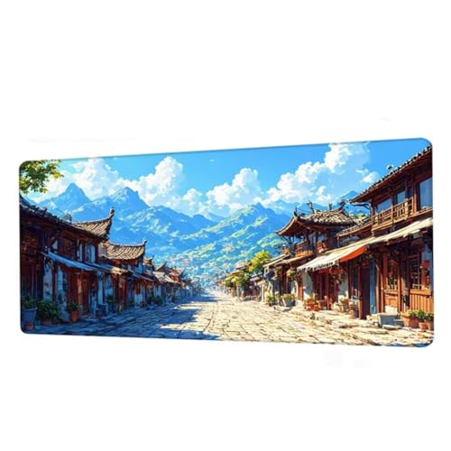 Mauspad Wolken Mousepad XXL 600x300x3mm, Schreibtischunterlage Sky Gaming Mauspad, Mouse Pad Wasserdicht, Desk Mat mit rutschfeste Gummibasis, Mauspads mit Genähten Kanten, Geschenke für Frauen BJ-91 von Binaoung