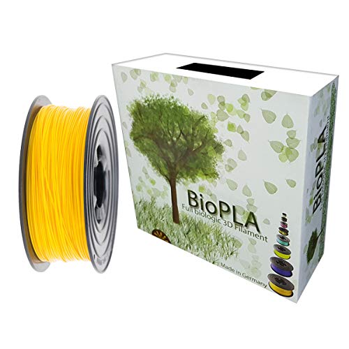 Bio PLA Filament 1,75mm 1kg Spule Full Biologic PLA Filament 1000g für alle 3D Drucker (Gelb) von BioPLA